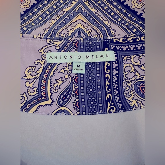 Antonio Melani Stretch Damask Print Lavender Purple Dress Sz M - Picture 8 of 8